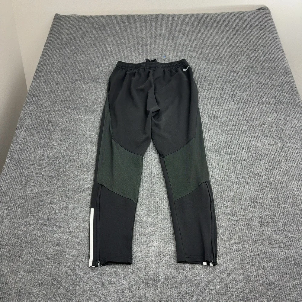 Adidas Pants Boys L Black Polyester Aeroready Ankle Zip Soccer Track Pants